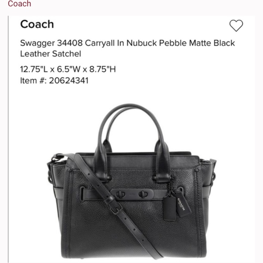 Coach Swagger Blackout- Large Crossbody